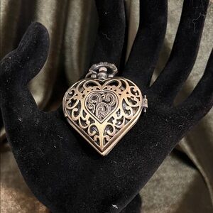 Elegant Bronze Heart Pocket Watch Locket Pendant